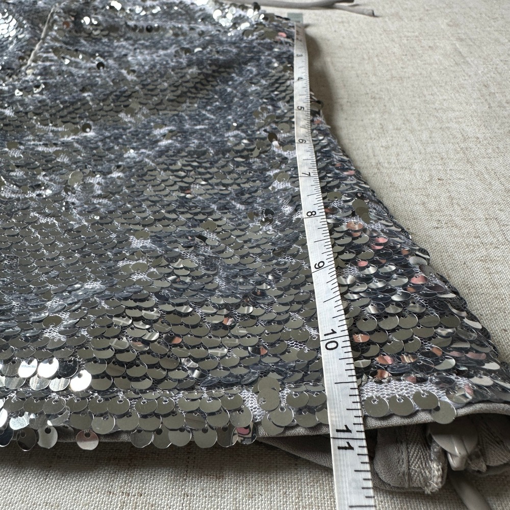 Reformation Tula Top Silver Sequin Halter Top Open Back 0 - Picture 7 of 8